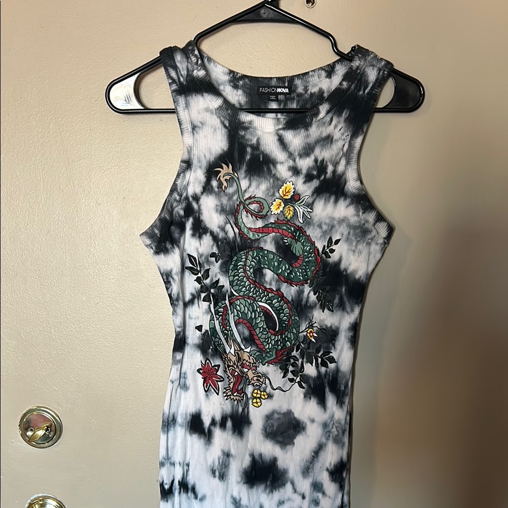 Fashion Nova Tie-Dye Dragon Tank Top